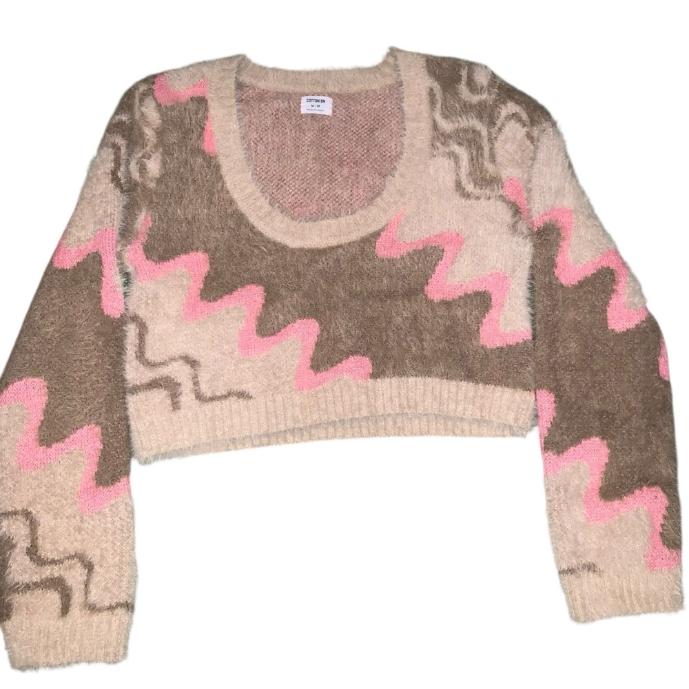 Cotton On Cream and Pink Patterned Sweater